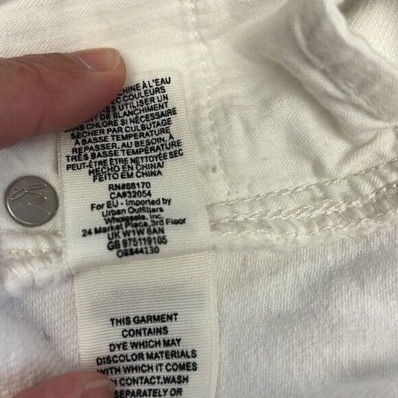 We The Free Zip It Up Mini Skirt White Distressed Raw Hem Jean Denim Full-Zip - Picture 9 of 10